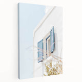 Large abstract painting on stretched canvas featuring swirling blue and white patterns, suitable for kitchen wall art.