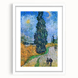 Textured abstract art print in vibrant blue and yellow hues on a framed white canvas, ideal for bedroom art.