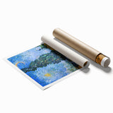 Extra large rolled canvas print of Van Gogh-inspired floral art in vibrant colors.