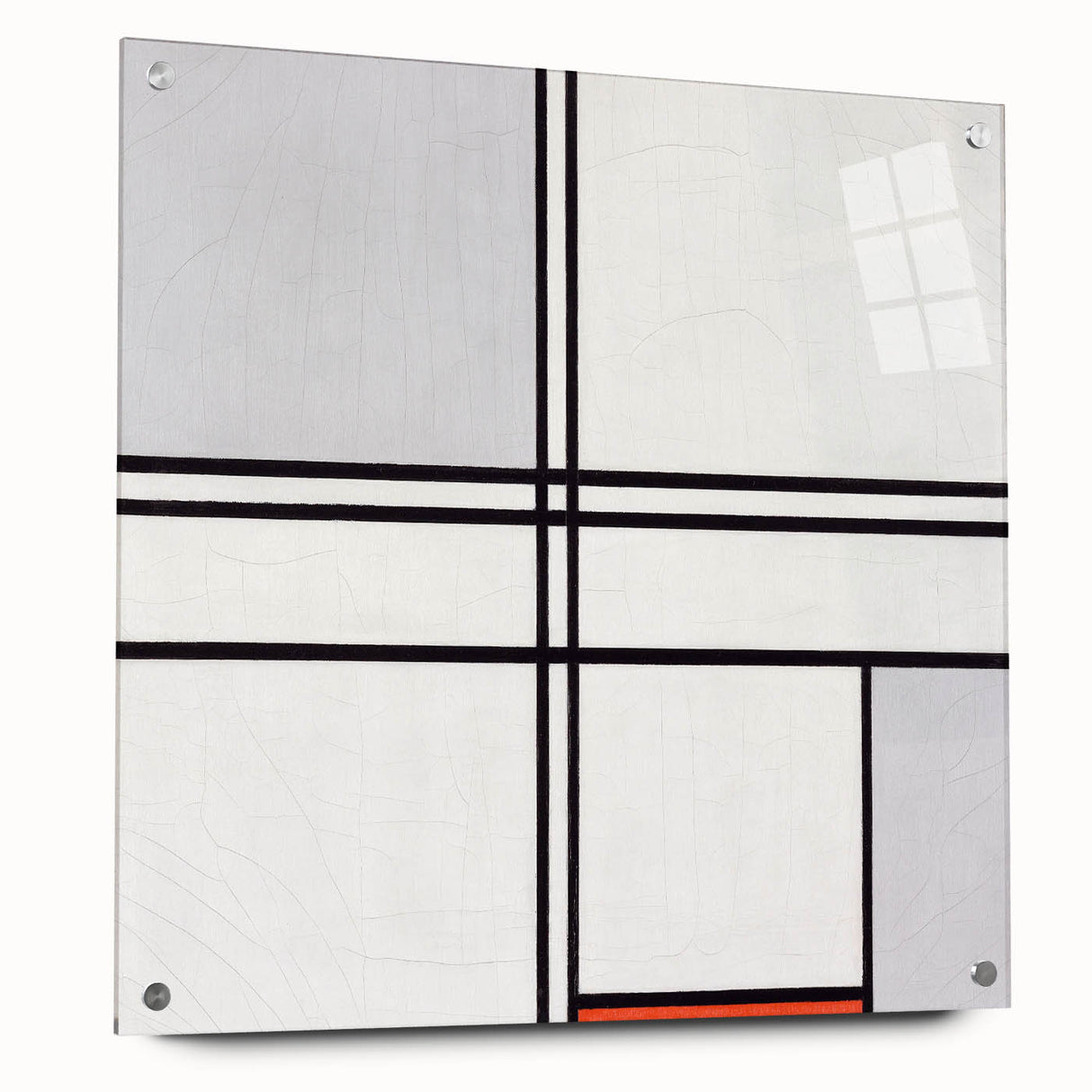 Modern Wall Art - Minimalist Composition in Gray, White, and Red