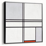 Modern Wall Art - Minimalist Composition in Gray, White, and Red