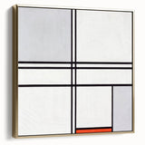 Modern Wall Art - Minimalist Composition in Gray, White, and Red