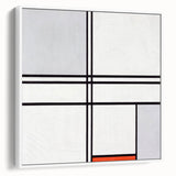 Modern Wall Art - Minimalist Composition in Gray, White, and Red