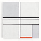 Modern Wall Art - Minimalist Composition in Gray, White, and Red