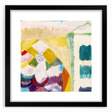 Modern Wall Art - Abstract Interior with Clock in Vibrant Watercolors