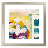 Modern Wall Art - Abstract Interior with Clock in Vibrant Watercolors