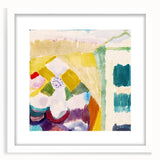 Modern Wall Art - Abstract Interior with Clock in Vibrant Watercolors