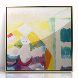 Modern Wall Art - Abstract Interior with Clock in Vibrant Watercolors