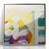 Modern Wall Art - Abstract Interior with Clock in Vibrant Watercolors