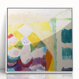 Modern Wall Art - Abstract Interior with Clock in Vibrant Watercolors