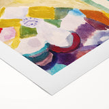 Modern Wall Art - Abstract Interior with Clock in Vibrant Watercolors