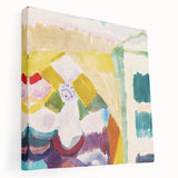 Modern Wall Art - Abstract Interior with Clock in Vibrant Watercolors