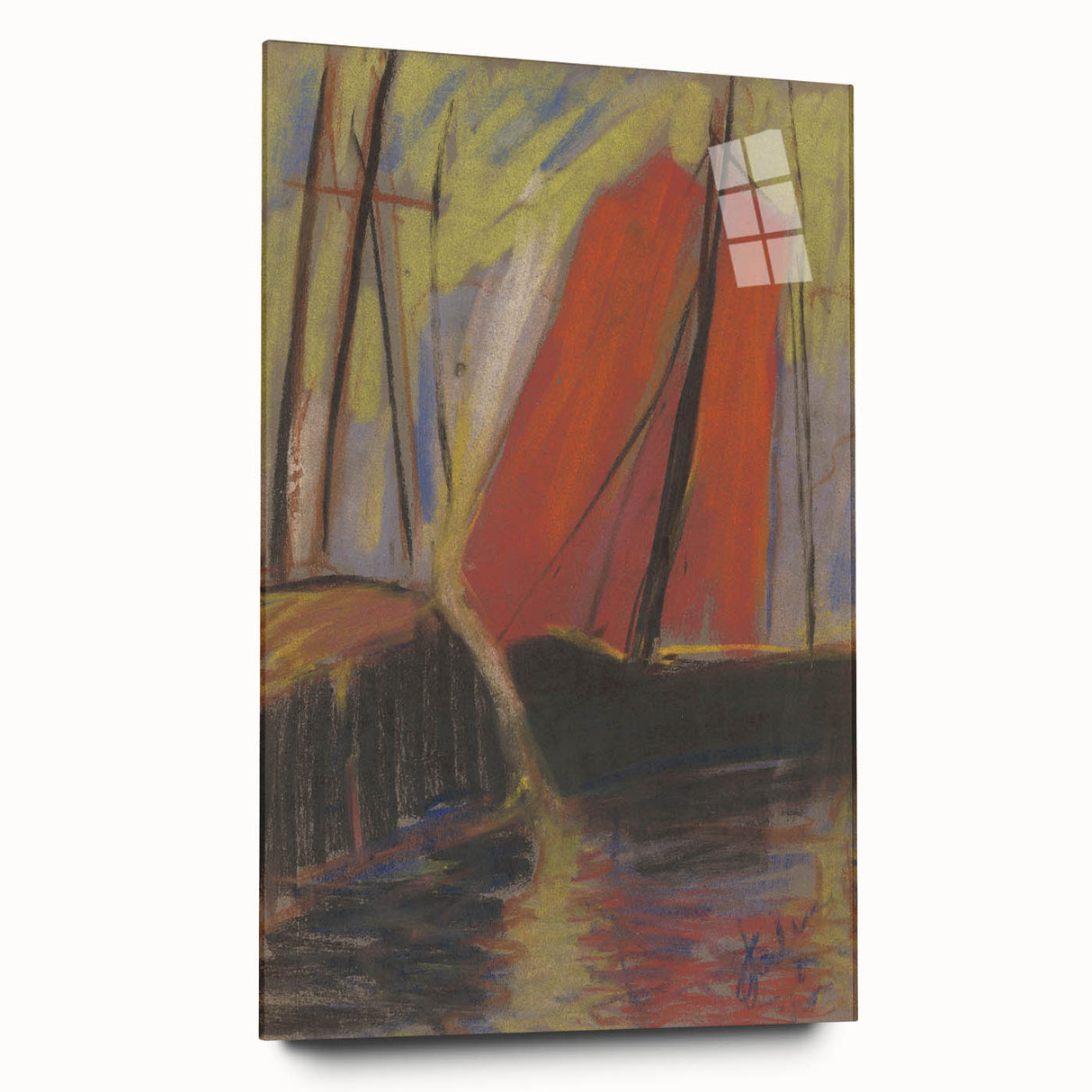 Modern Wall Art - Abstract Red Sailboat Design for Trendy Decor