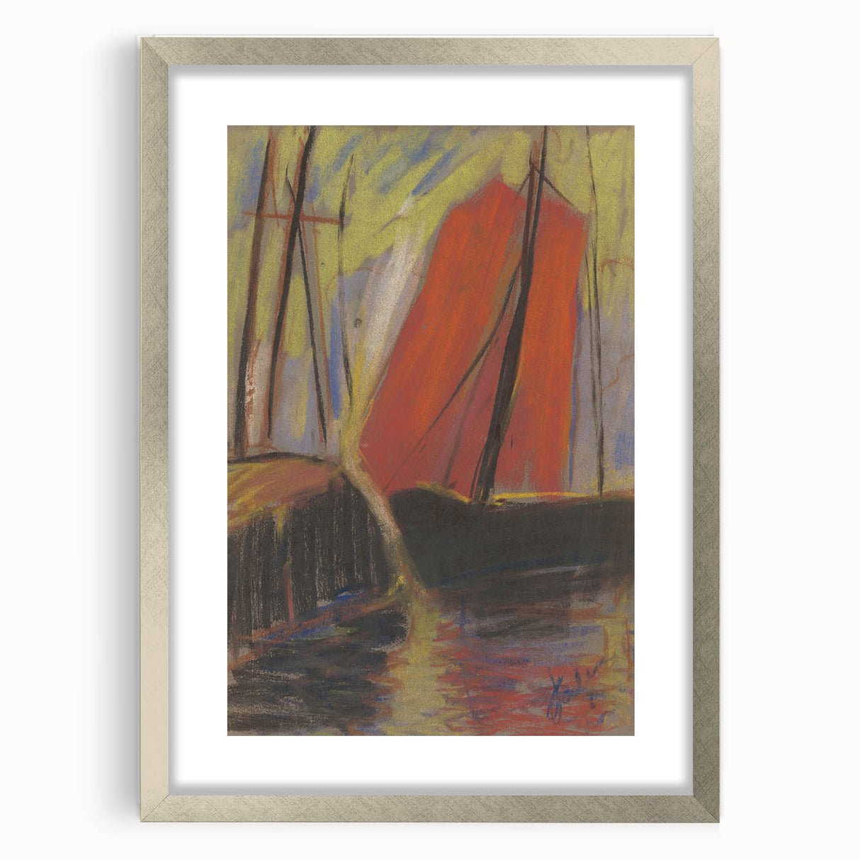 Modern Wall Art - Abstract Red Sailboat Design for Trendy Decor