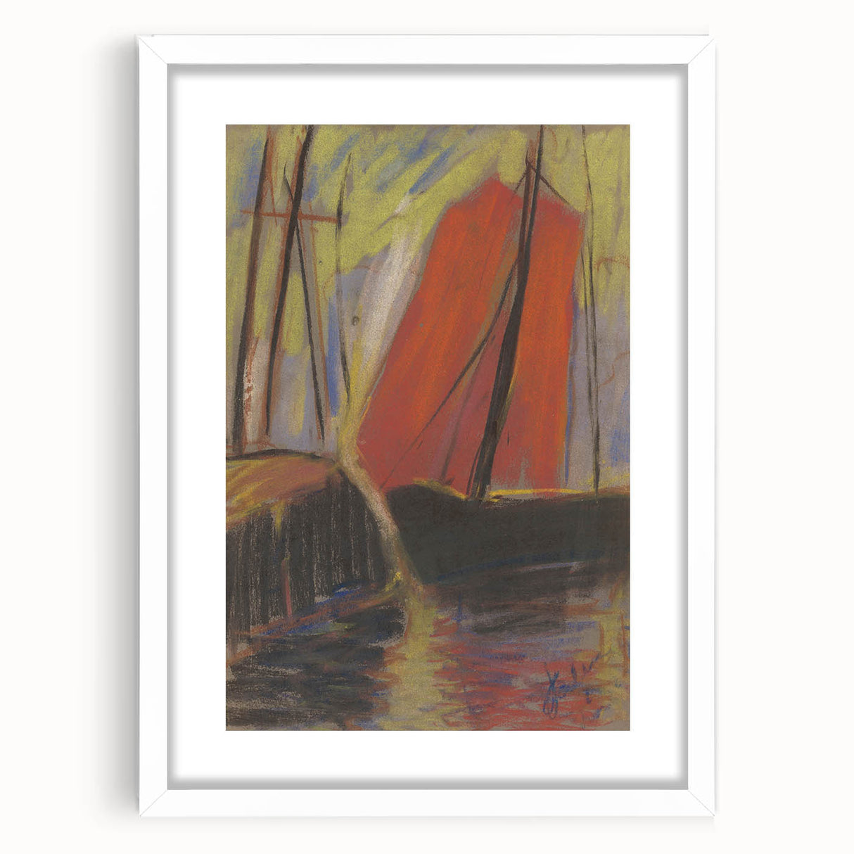 Modern Wall Art - Abstract Red Sailboat Design for Trendy Decor