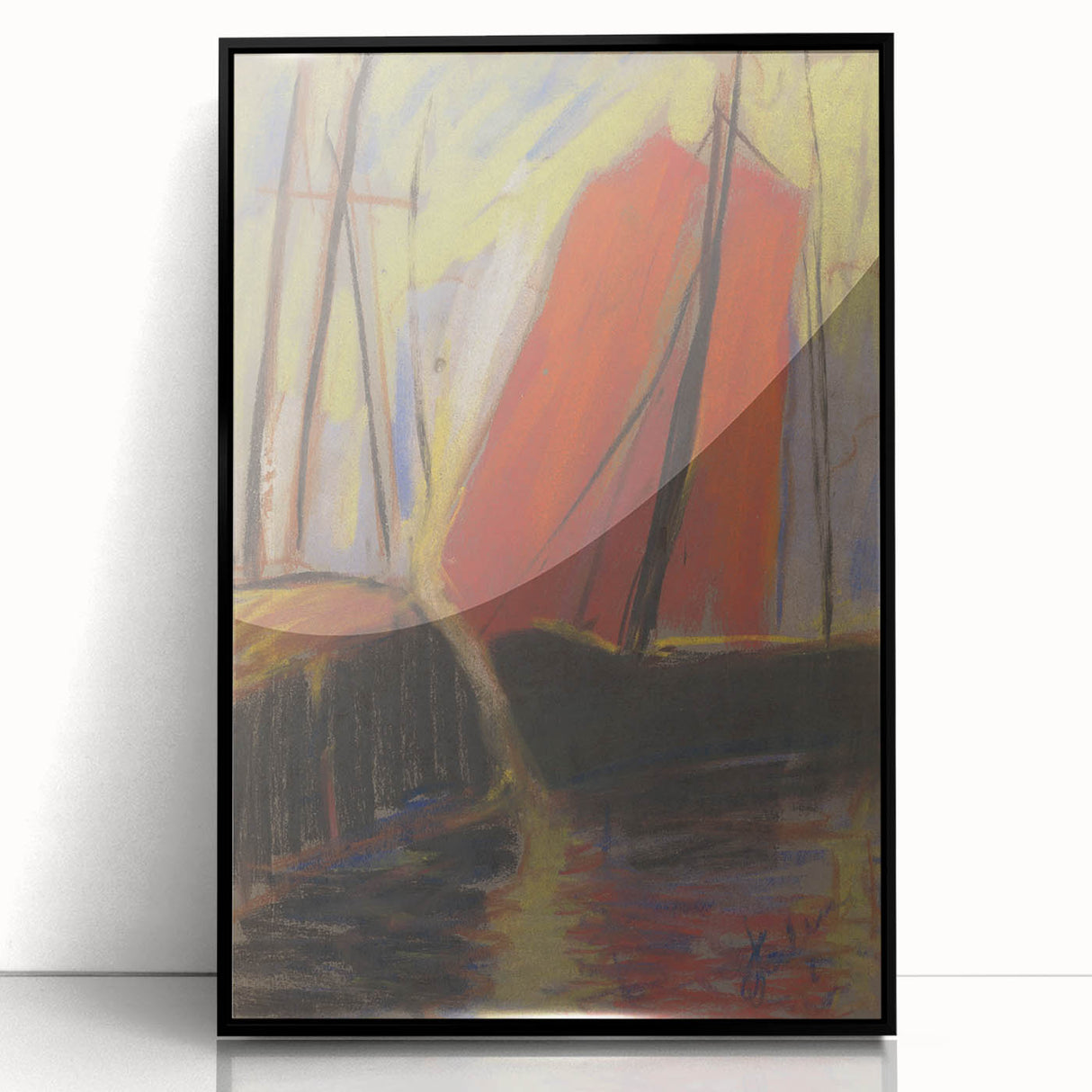 Modern Wall Art - Abstract Red Sailboat Design for Trendy Decor