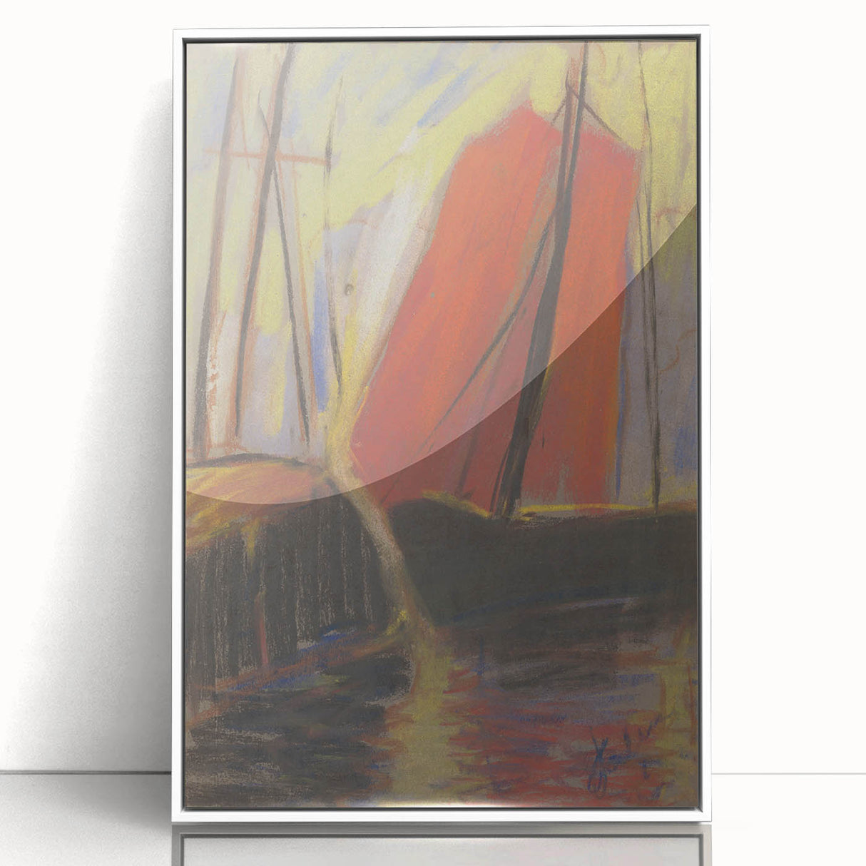 Modern Wall Art - Abstract Red Sailboat Design for Trendy Decor