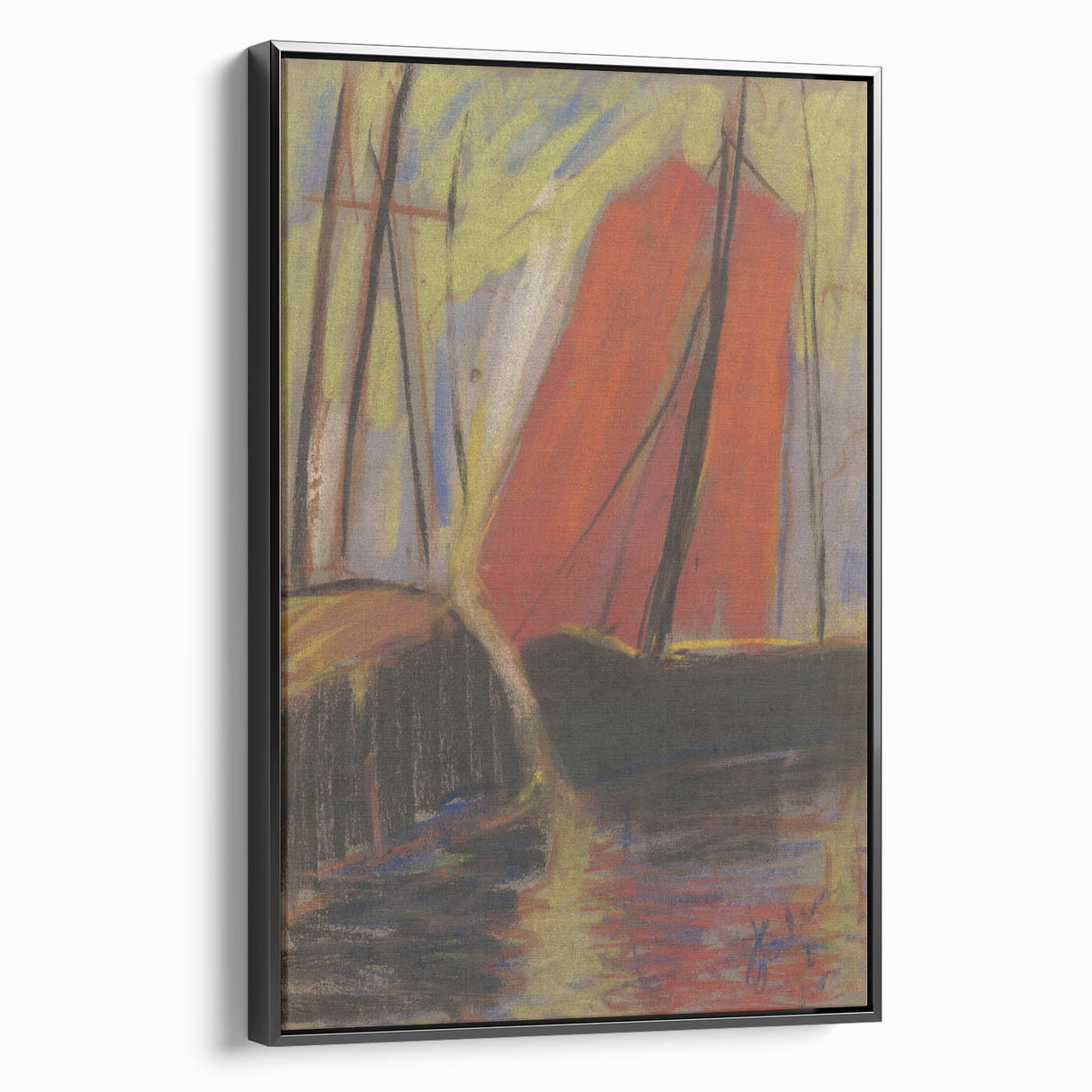 Modern Wall Art - Abstract Red Sailboat Design for Trendy Decor