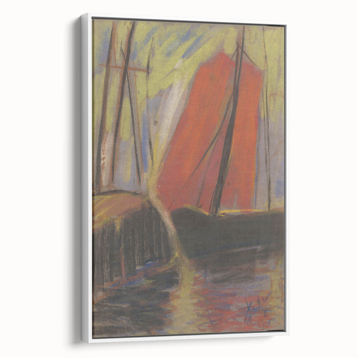 Modern Wall Art - Abstract Red Sailboat Design for Trendy Decor