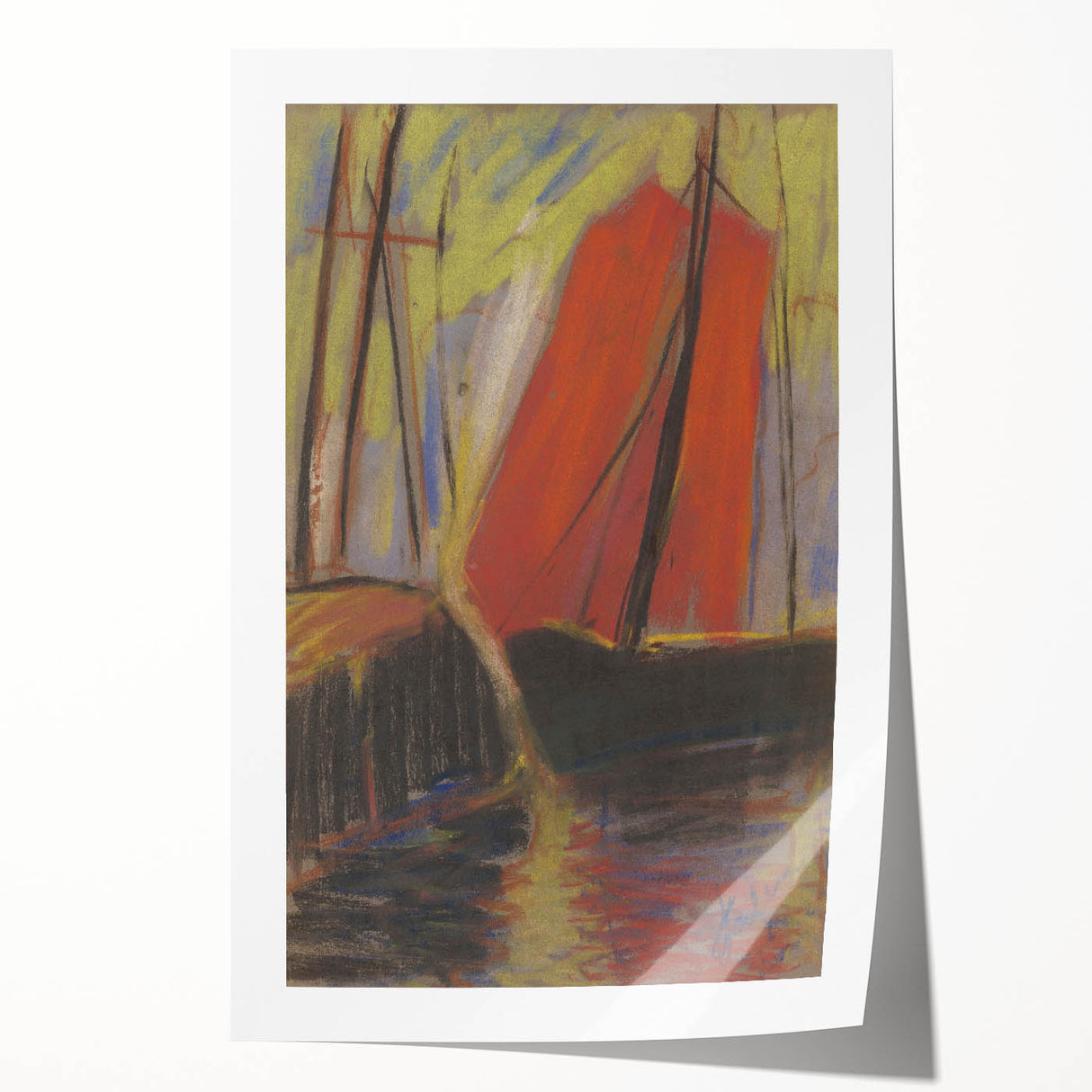 Modern Wall Art - Abstract Red Sailboat Design for Trendy Decor