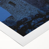 Rolled canvas artwork depicting a picturesque landscape with a majestic castle surrounded by vibrant greenery and a clear blue sky, ideal for home decor.