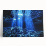 Stretched canvas artwork depicting a serene landscape with a cave, showcasing vibrant colors and intricate details, ideal for home decor and art enthusiasts.