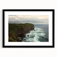 Black-framed landscape art print showcasing majestic cliffs, enhanced with a white mat, ideal for modern home decor. Perfect for adding elegance to any room.