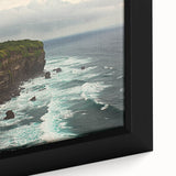 Stunning close-up of a framed canvas depicting dramatic cliffs and landscapes, showcasing intricate details and vibrant colors that enhance any room's decor. Ideal for nature lovers and art enthusiasts seeking a captivating focal point.