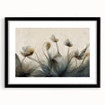 Muted Blue & Gold Floral Elegance - Contemporary Living Room Art