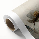 Muted Blue & Gold Floral Elegance - Contemporary Living Room Art