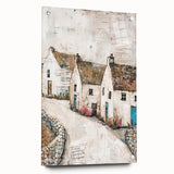 Abstract architecture wall art displayed in a side view, featuring an acrylic glass frame with visible mounting pins. The piece showcases dynamic geometric shapes and vibrant colors, enhancing modern decor. Ideal for contemporary spaces seeking artistic flair.