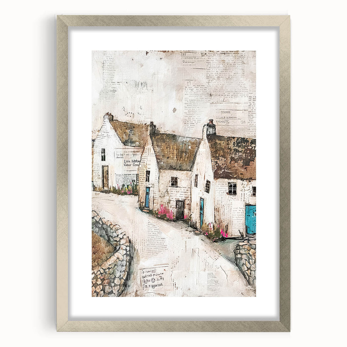 Abstract architecture wall art framed in silver with a white mat, showcasing geometric patterns and a modern aesthetic, perfect for contemporary decor.