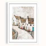 Abstract architectural wall art framed with a white mat, showcasing geometric shapes and lines in a modern design, ideal for contemporary home decor.