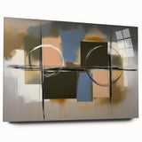 Abstract geometric acrylic glass art piece showcasing vibrant colors and intricate shapes in a side view, perfect for modern decor and artistic displays.