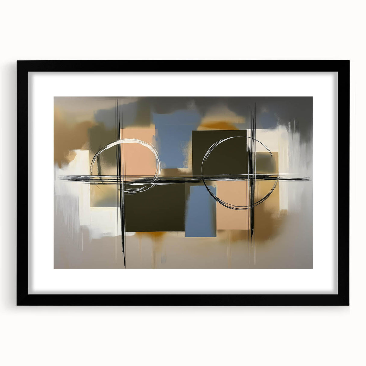 Abstract geometric frame in matte black showcasing a modern design, perfect for home decor or art display. Ideal for contemporary spaces and artistic presentations.