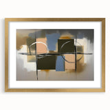 Abstract geometric frame featuring a gold mat, showcasing a modern design with clean lines and sharp angles, perfect for contemporary home decor.