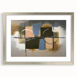 Abstract geometric frame in silver with a mat, showcasing a modern design. Perfect for enhancing contemporary interiors, adding elegance to any space.