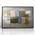 Framed acrylic artwork showcasing a modern abstract geometric design in black, perfect for contemporary home decor. Ideal for adding sophistication to any space.