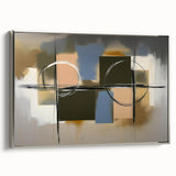 Abstract geometric framed canvas art showcasing a silver color scheme, highlighting sharp angles and modern design elements, ideal for contemporary home decor.