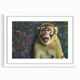 Framed artwork showcasing a vibrant animal design with a white mat, ideal for home decor or office settings, enhancing aesthetic appeal and creativity.