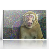 Framed acrylic wall art featuring a vibrant animal design, showcasing intricate details and bright colors, set against a sleek white frame, perfect for modern decor.