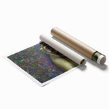 Rolled canvas print showcasing vibrant, colorful animal designs in a whimsical style, ideal for home decor, packaged securely in a durable tube for protection.