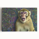 Stretched canvas artwork depicting a vibrant collection of various animals in a colorful, abstract style, ideal for enhancing home décor and adding a playful touch to any room.