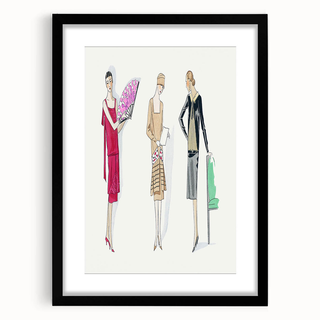 Elegant Art Deco Wall Art - Trio of Fashionable Women in 1920s Attire