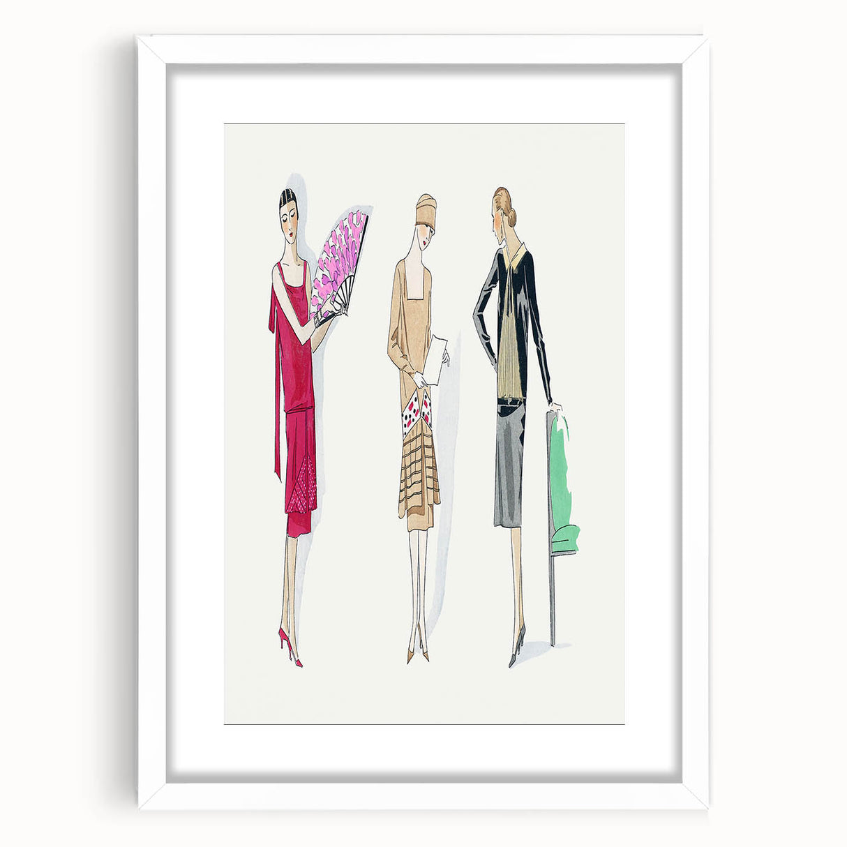 Elegant Art Deco Wall Art - Trio of Fashionable Women in 1920s Attire