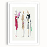 Elegant Art Deco Wall Art - Trio of Fashionable Women in 1920s Attire