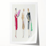Elegant Art Deco Wall Art - Trio of Fashionable Women in 1920s Attire