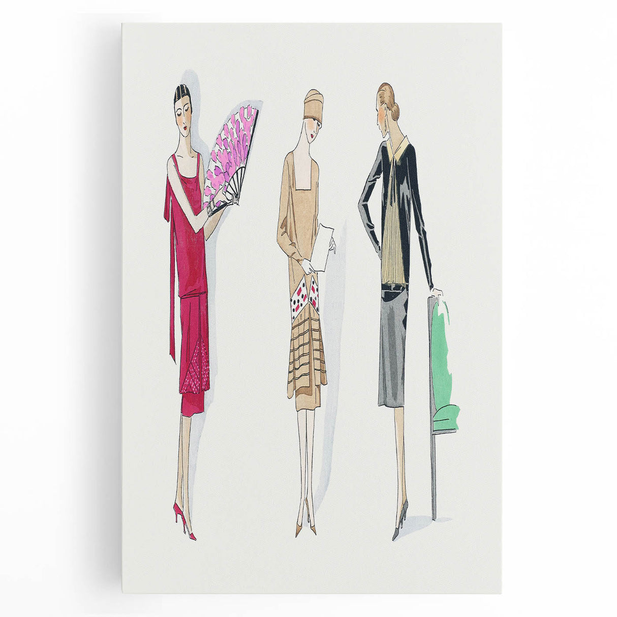 Elegant Art Deco Wall Art - Trio of Fashionable Women in 1920s Attire
