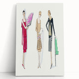 Elegant Art Deco Wall Art - Trio of Fashionable Women in 1920s Attire