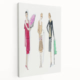 Elegant Art Deco Wall Art - Trio of Fashionable Women in 1920s Attire